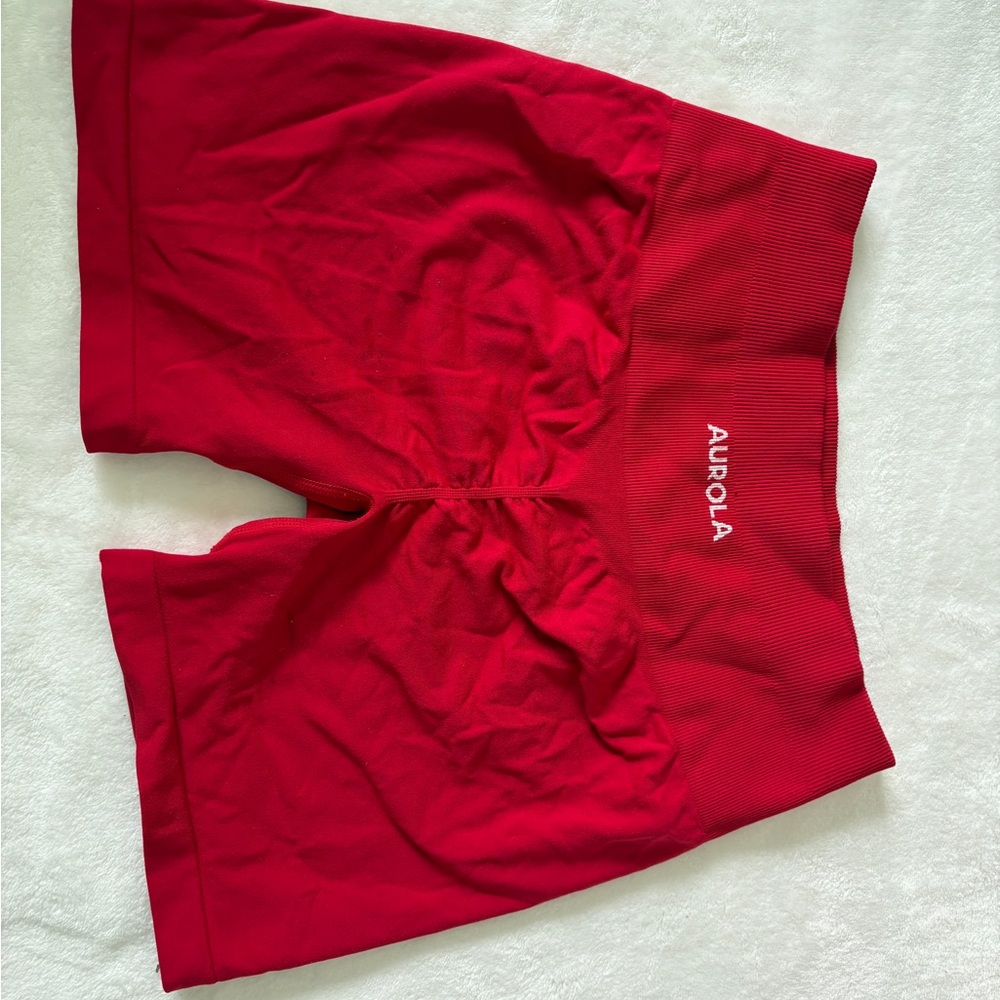 Vibrant Red Athletic Shorts with Elastic Waistband